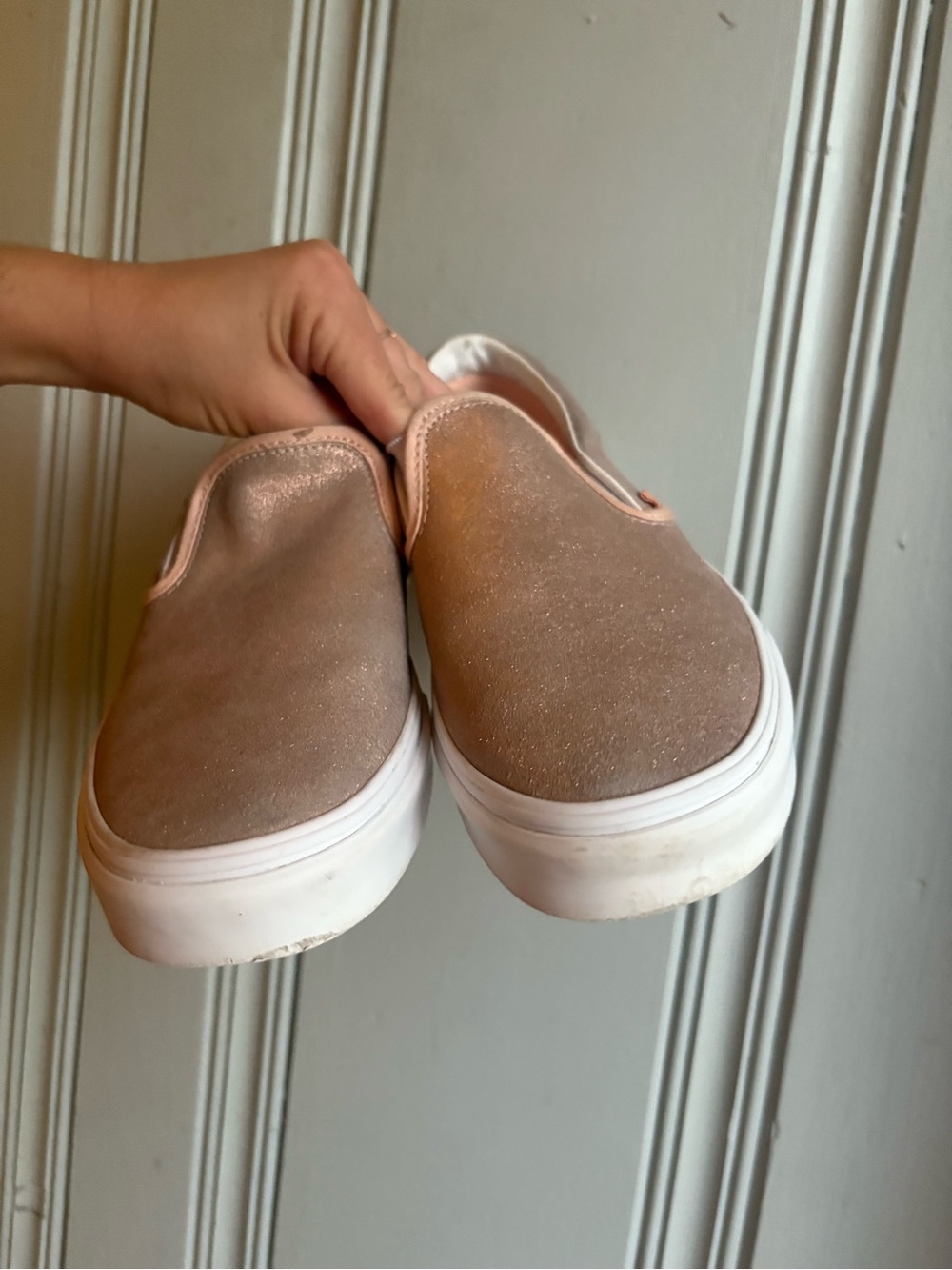 Women’s Size 9 Vans Slip-On Metallic Rose Sneakers - Picture 8 of 12